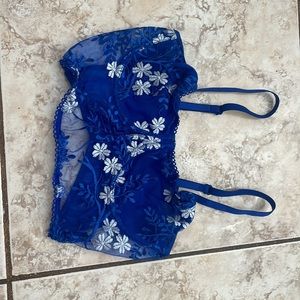 Shein top size S floral lingerie royal blue